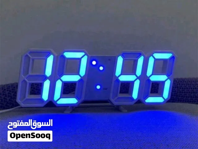 ساعة منبه رقمية 3 أبعاد بشاشة LED، ساعة حائط إلكترونية رقمية بسيطة متعددة الوظائف أزرق