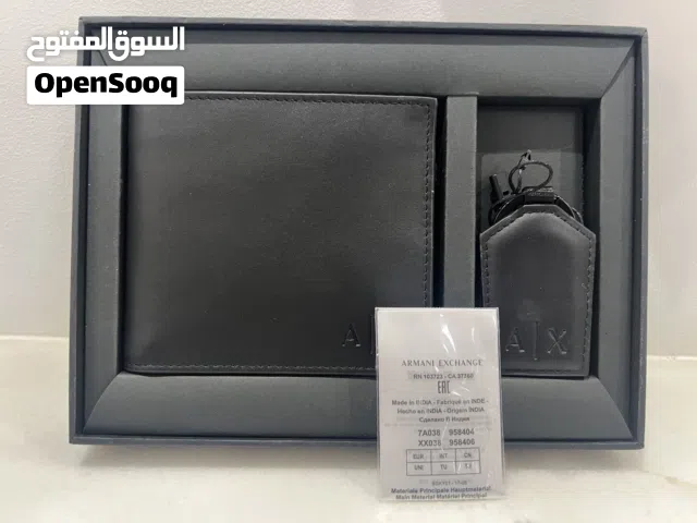 Armani exchange black leather wallet and keychain