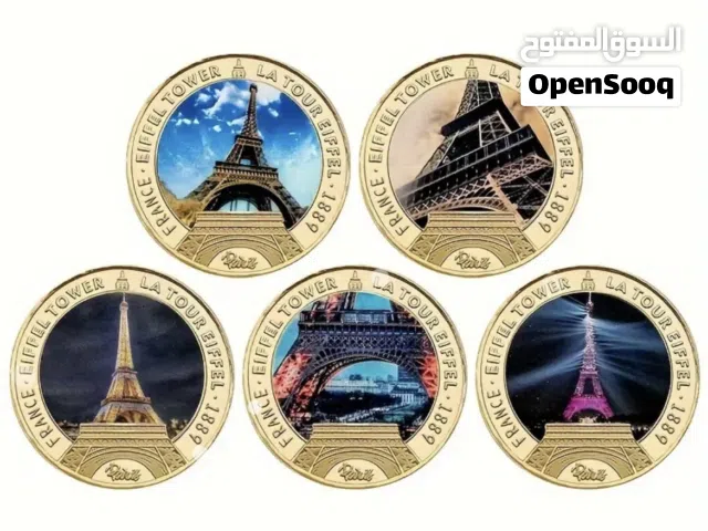 للبيع عملات تذكارية مذهبة لمعالم فرنسا