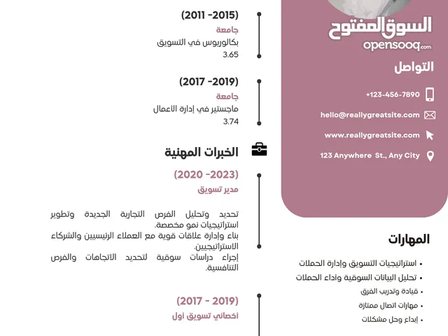 تصميم سيرة ذاتيه بإحترافيه عربي انجليزي بصيغة pdf أو ورد بنماذج عصريه تناسب جميع الشركات بسعر رمزي