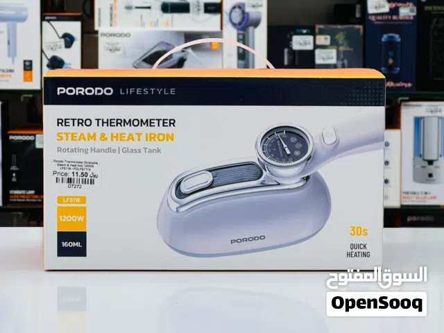 Porodo Lifestyle Retro Thermometer Steam & Heat Iron - White