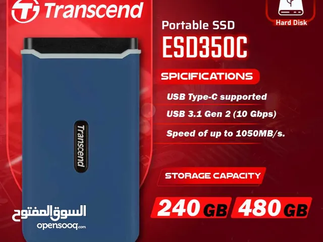 هارديسك داخلي مساحة240 و 480 جيجا بايت ترانسيند Trancsend Portable SSD Hardisk ESD350C 240GB & 480GB