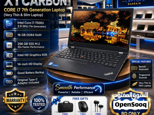 LENOVO X1 CARBON Core I7 Thin & Slim Laptop 14 Display 16GB RAM 256GB SSD M.2 35x Fast
