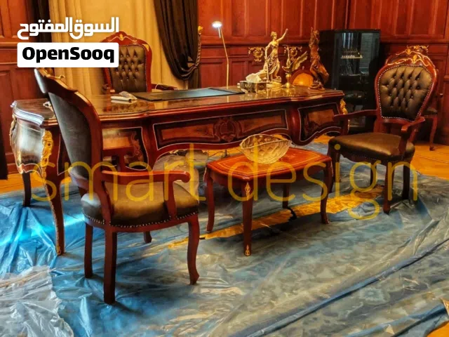 مكتب مدير خشب زان احمر مزخرف بالنحاس متاح جميع الأثاث المكتبي