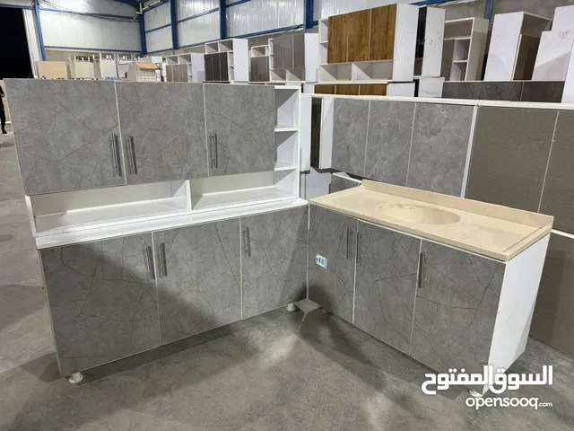 كاونتر MDF خشب متر ونص ارضي وملحق مع سنك متر و20 مرمر .