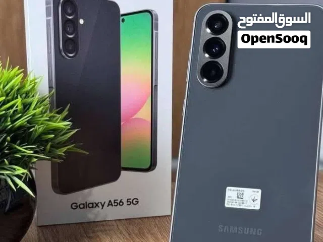 جهاز سامسونج جالاكسي A56 جديد مستعمل بحالة ممتازة بسعة 256 جيجابايت بالأسود مع الكرتونة والشاحن