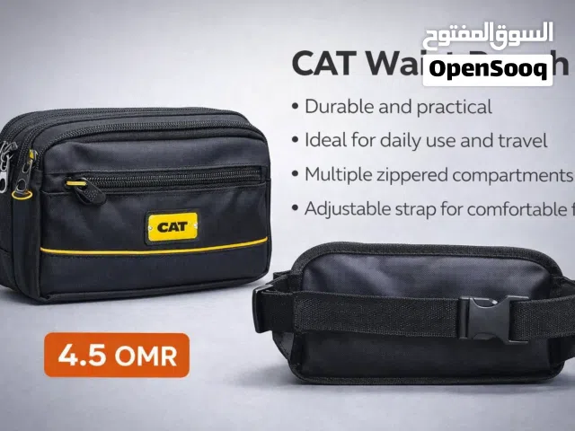 CAT Waist Pouch Belt Bag – Durable Multi-Pocket Travel & Everyday Utility Bag Adjustable Strap