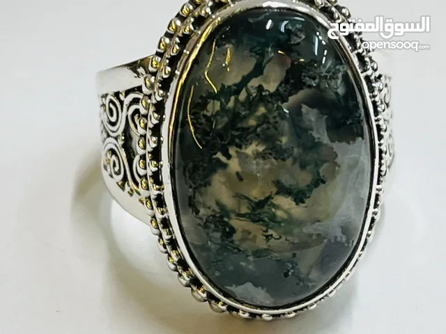 Natural Moss Agate with sterling silver