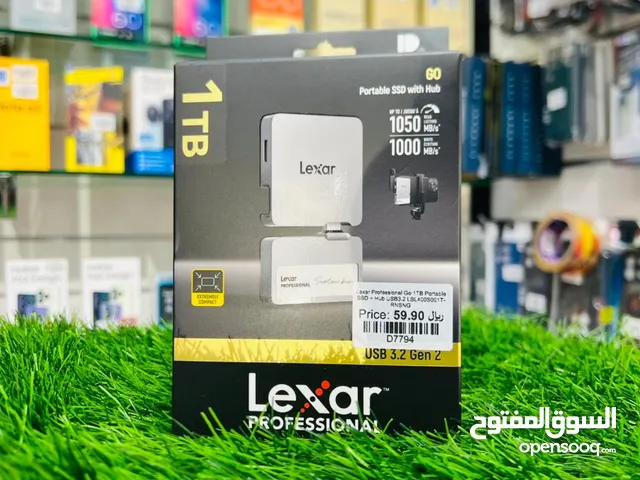 Lexar 1TB Professional Go Portable SSD w/Hub, Supports Apple 4K 60fps ProRes, Up to 1050MB/s