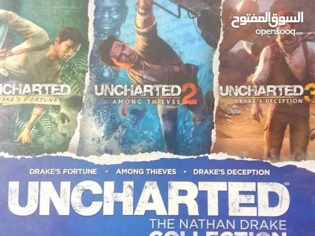 سي دي انشارتيد(UNCHARTED)1و2و3 بنفس السي دي،مستعمل ولا شخطة على السي دي وكأنو وكالة