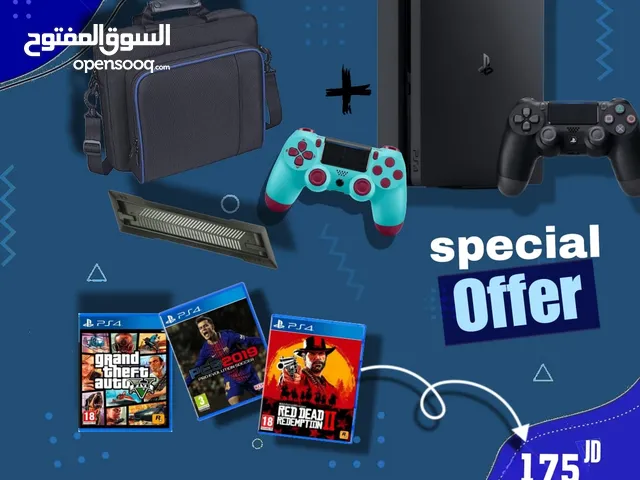 بلاستيشن 4 سليم 500gb  ا ps4 slim 500gb  للبيع في ( 175 دينار فقط !! )