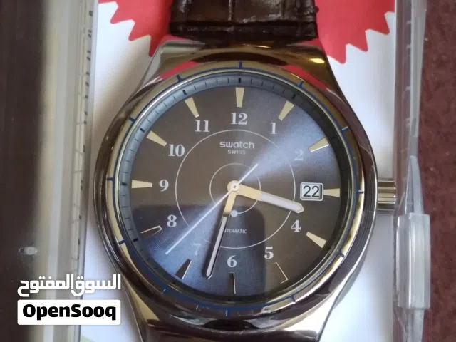 ساعتين سواتش للبيع او وحد حسب الرغبه  سواتش اتوماتيك حجم 43 كستك جلد بني سواتش ربر ازرق موديل رياصي