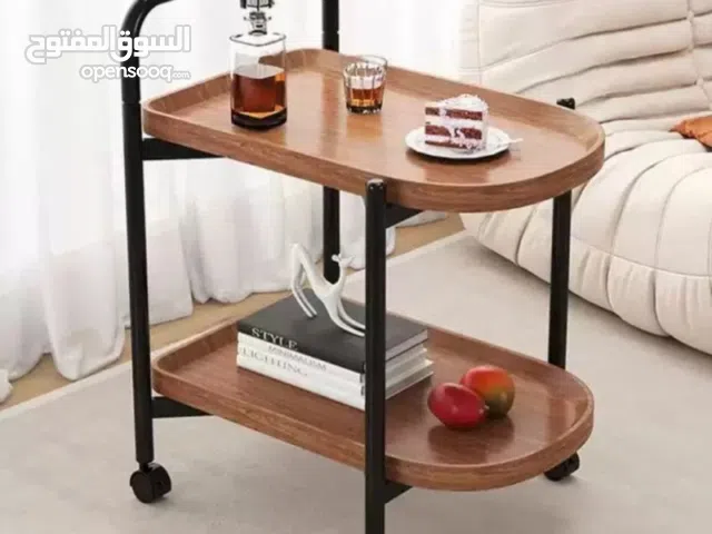 عربة ضيافة ( ترولي) خشبية بهيكل معدني المقاس 70*60*35 سم