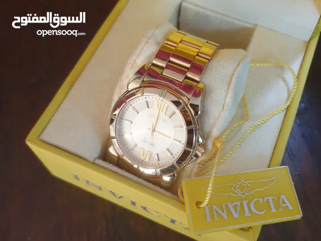 ساعة سويسرية مطلية بالذهب نسائية مضادة للماء ماركة انفيكتا Invicta