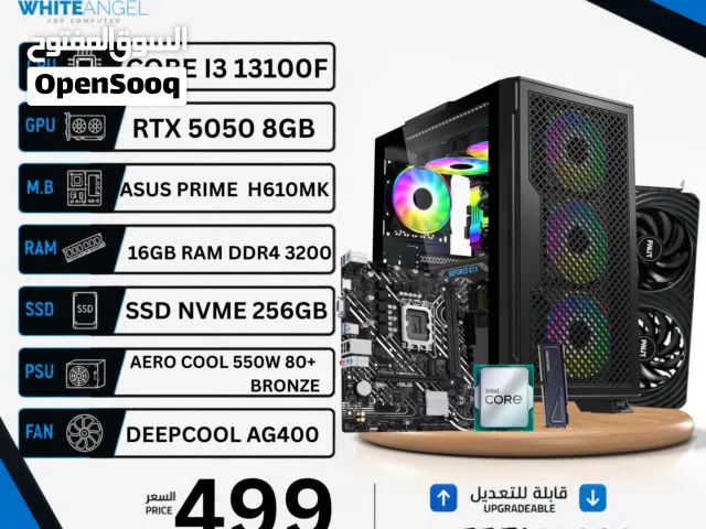 PC GAMING CORE I3 13100F RTX 5050 8GB  16GB RAM  NVME SSD  RGB CASE