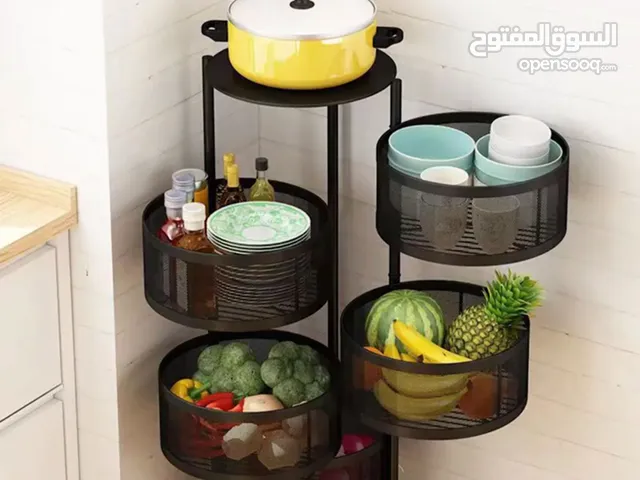 Rotating Storage Rack, Round Metal Storage Basket Shelves...