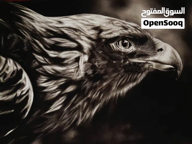 لوحة نسر بالقلم الأسود