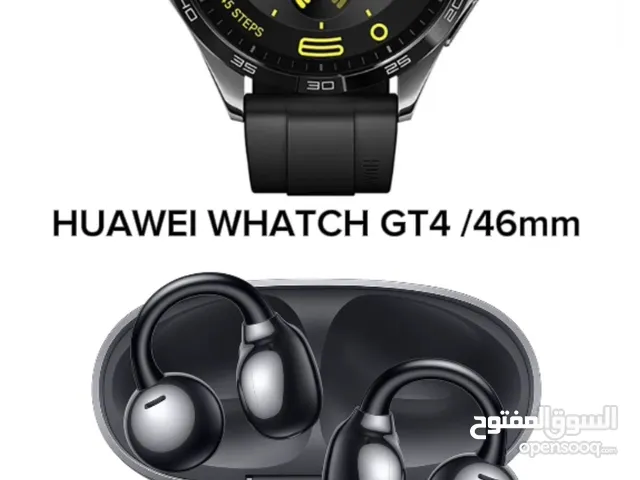 Huawei freeclip with Huawei watch GT 4 سماعة الاذن و ساعة ذكيه من هواوي رياضية و مميزه