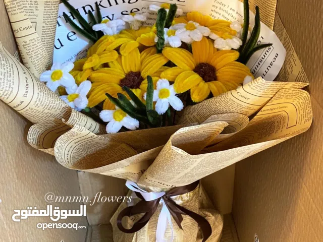 بوكيه ورد  بس صناعة يدوية