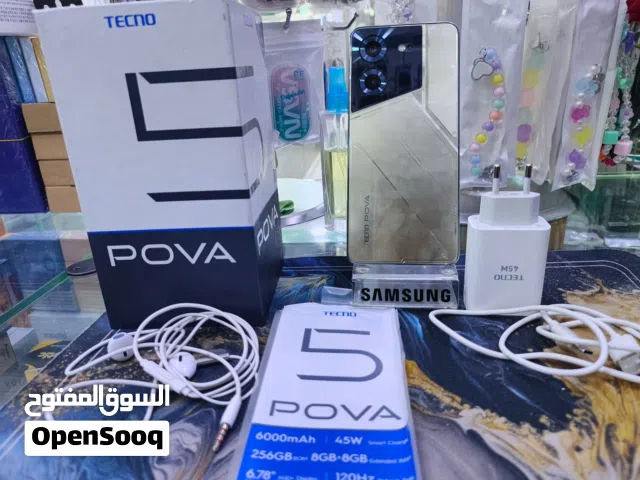 هاتف تكنو بوفا5 مستعمل بحالة ممتازة بالكرتونة 256/128 جيجا