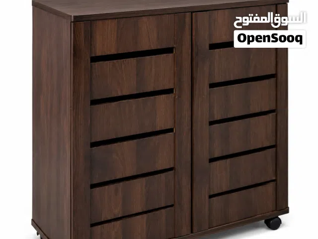 Dark Wood Shoes Storage Cabinet with Double Doors