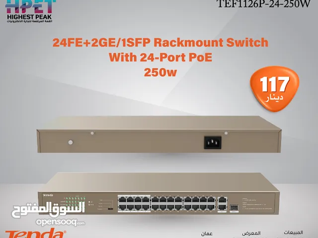 Tenda TEF1126P-24-250W محول تثبيت على الرف 24FE+2GE/1SFP مزود بـ 24 منفذ PoE