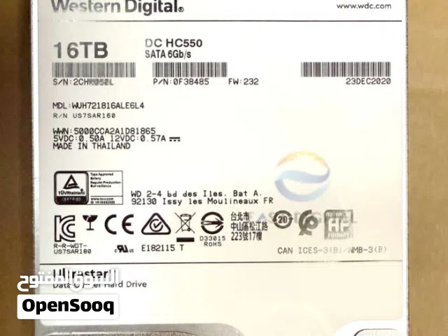 هارد 16 تيرا Western Digital Ultrastar جديد وليس مجدد داخل الضمان
