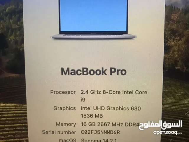 Macbook Pro2019 16GB ram Core i9 screen 16" 1 terabyte in excellent condition