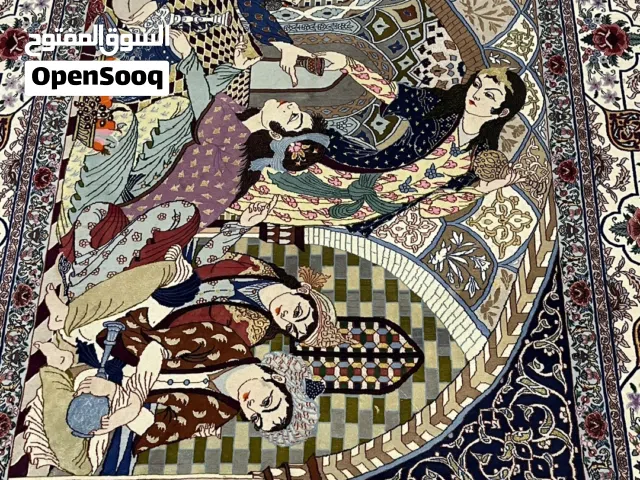 سجاد ايراني يدوي ممضي (اصفهان حسين اسماعيليان رباعيات عمر الخيام 3D حرير طبيعي)