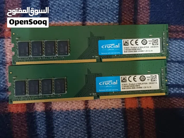 الشركة: Crucial قطعتين متطابقتين، كل قطعة 8 قيقا المجموع 16 قيقا الترد 2666mhz