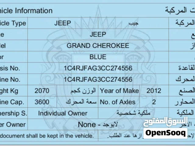 2012 Jeep Grand Cherokee Laredo A