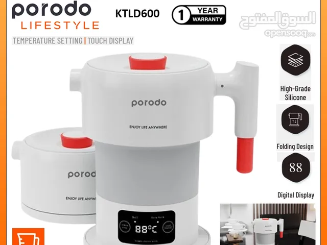 Porodo Portable Folding Electric Kettle Touch Display ll Brand-New ll