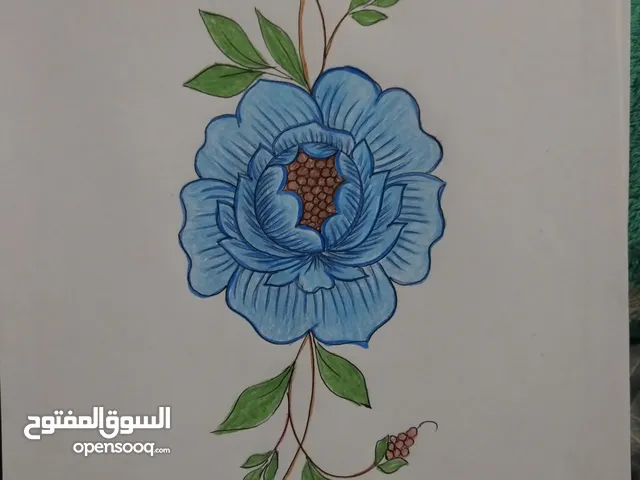 رسم ورده واغصان بالالوان الخشبيه