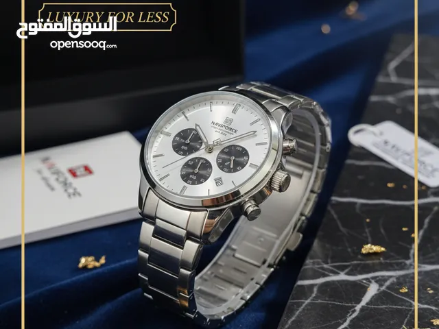 Naviforce Men's Luxury Watch-White chronograph dial
