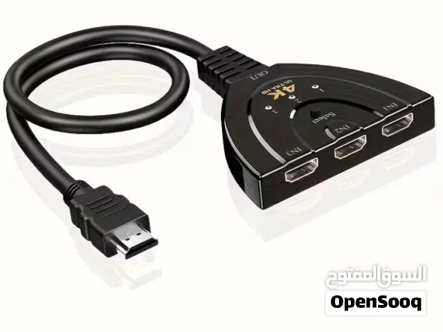 محول HDMI بثلاث مخرج ومدخل واحد مع كيبل الوصل  HDMI switcher with three inputs and one output