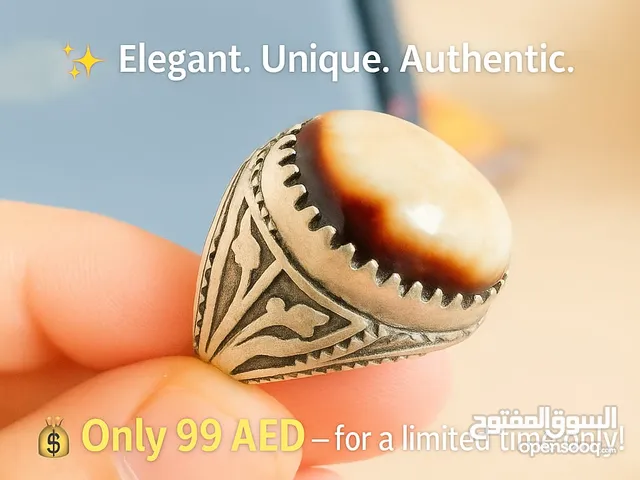 Limited Edition Handcrafted Mens Silver Ring with Natural Stone