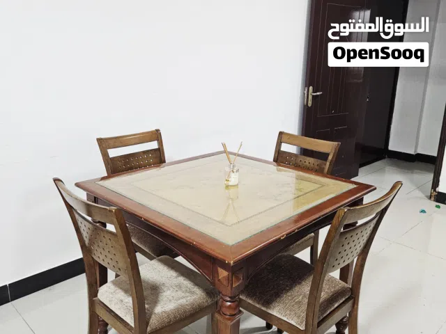 4-Seater Dining Table Set with Glass Top