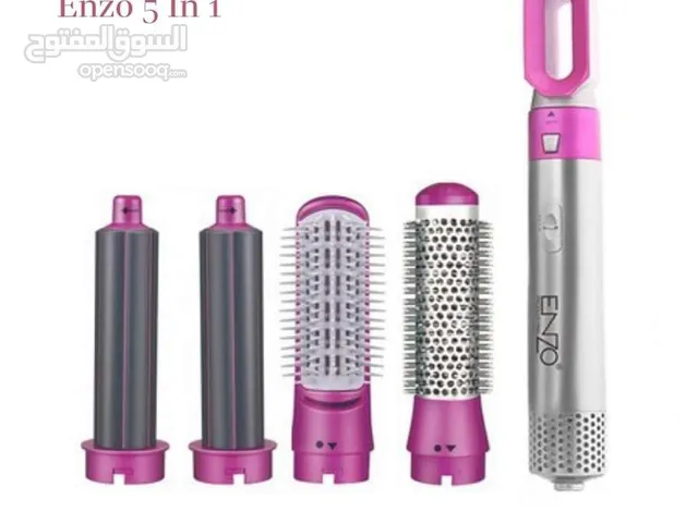 فرشاة الشعر ENZO متعددة الاستخدامات 5in1  - تصميم مريح وعملي - 5 رؤوس مختلفة قابلة للتبديل - مجموعة