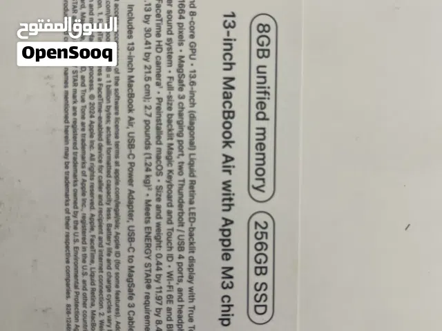 MacBook Air M3 8/256GB - ماك بوك آير ام3