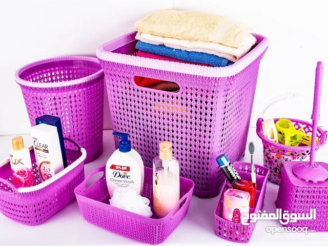 طقم غسيل ويزو 7 قطع مكون من طبق غسيل كبير طبق غسيل صغير سبت مشابك فرشة تواليت بالقاعده .