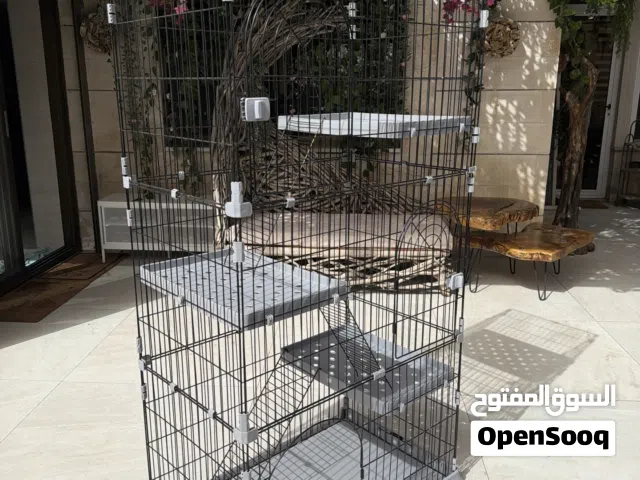 قفص للقطط والحيوانات الأليفة + ستاند للطيور ستينلس ستيل الحجم الكبير