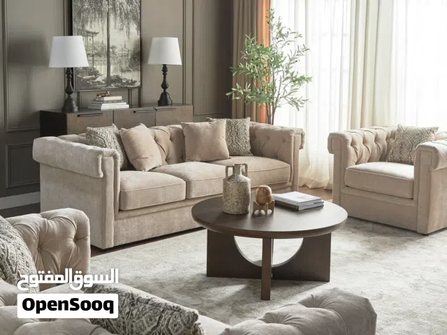 طقم كنب ملكي قماش 7 مقاعد (3+2+1+1)  – جديدة كليًا من هوم سنتر