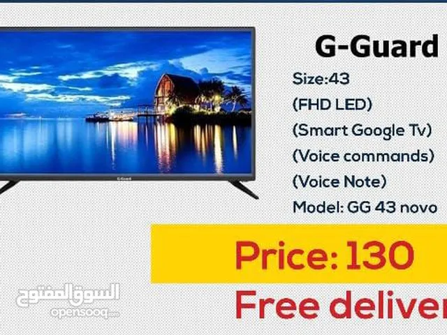 شاشه جي جارد 43 انش Full HD smart اوامر صوتيه مع قاعده جداريه شامل توصيل مجانا