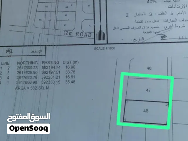 للبيع من المالك ارضين شبك مربع الصومحان بولايه بركاء