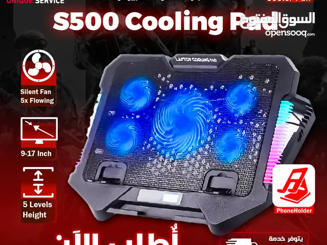 مروحة تبريد قاعده مراوح لابتوب تاب 5 مراوح / 17 انش S500 Gaming Cooler Pad