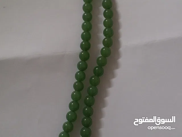 مسبحة جاد بورمي لون أخضر امبراطوري