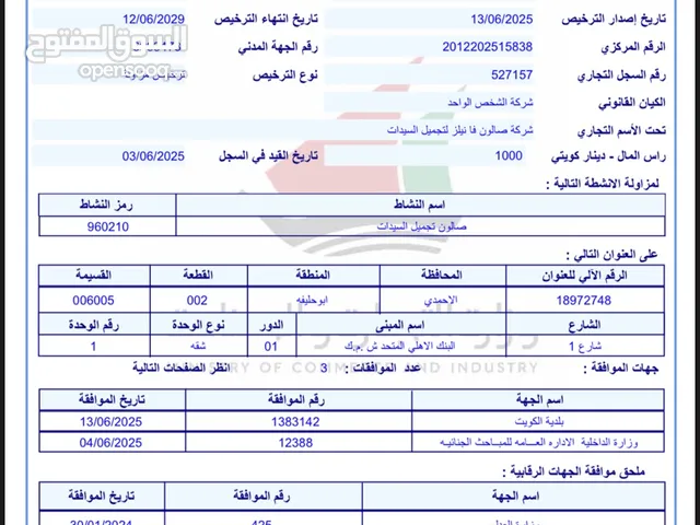 مطلوب عماله للشغل في صالون نسائي ، في منطقه ابو حليفه