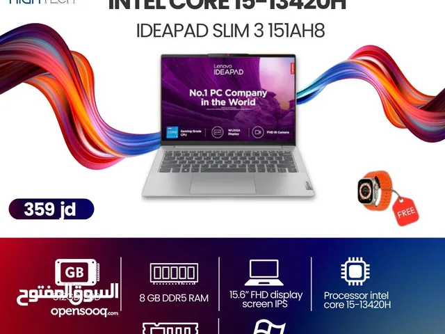 Lenovo intel core i3-1305U-15IRH8-انتل كور اي 3 8جيجا رام-256جيجا-15.6" فل اتش دي لابتوب