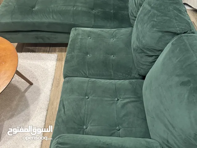 Home center L shaped velvet sofa good