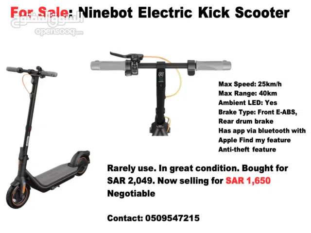 NINEBOT ELECTRIC KICK SCOOTER